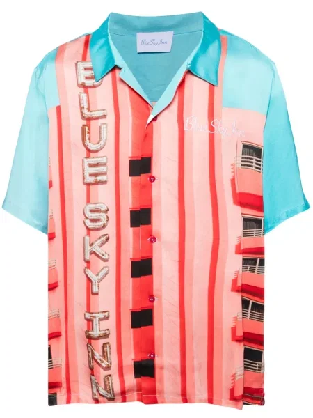 Сатенена риза Blue Sky Inn с принт червено