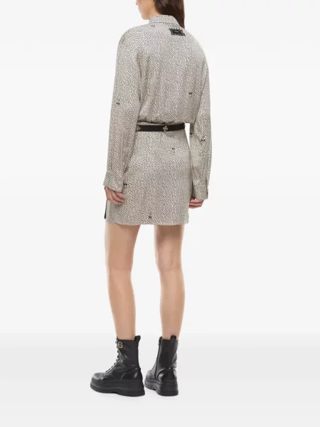 Rochie tip cămașă Pinko cu buline din dantelă