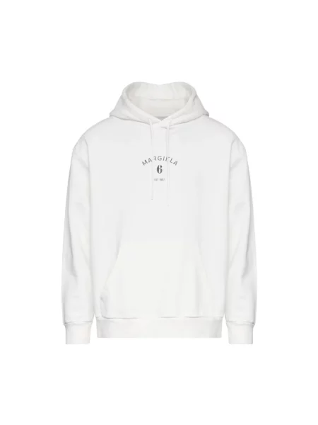 Bluza z kapturem Mm6 Maison Margiela z kapturem z logo biała