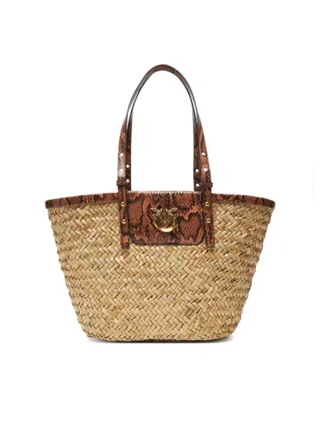 PINKO Дамска чанта Love Summer Basket PE 25 PLTT бежов