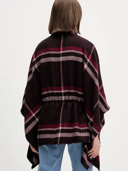 Desigual poncho CHECKS ALDAMA light bordo