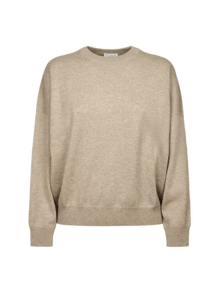 Sweter Brunello Cucinelli z kaszmiru beżowy