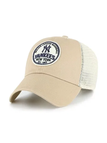 47 brand czapka z daszkiem z bawełną MLB New York Yankees beżowa
