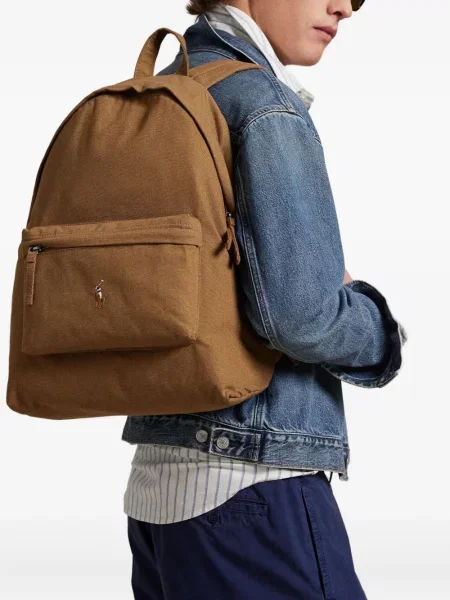 Ленена раница Polo Ralph Lauren бродирана сиво