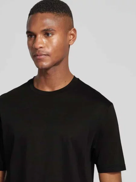 T-shirt z prążkowanym okrągłym dekoltem model ‘GILBERD’ Drykorn czarna