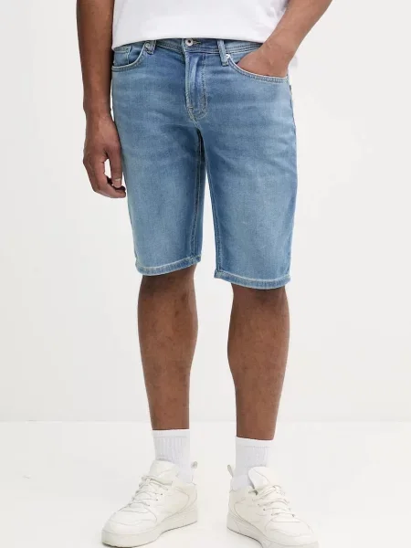 Дънков къс панталон Pepe Jeans SLIM GYMDIGO SHORT TRACK мъжки синьо