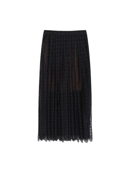 Spódnica plisowana Self-portrait do kolan czarna