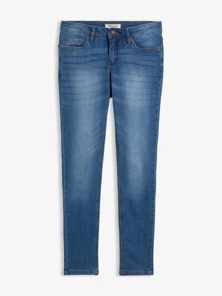 Jeansy ze stretchem skinny mid waist niebieskie