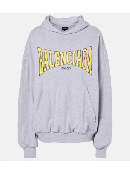 Hanorac cu glugă Balenciaga din jerseu gri