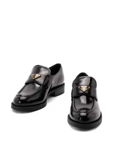Kožne loaferice Prada crna