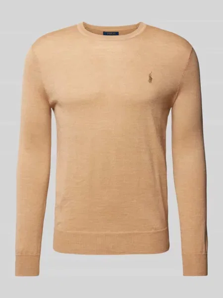Polo Ralph Lauren sweter wełniany szary lekki brązowy