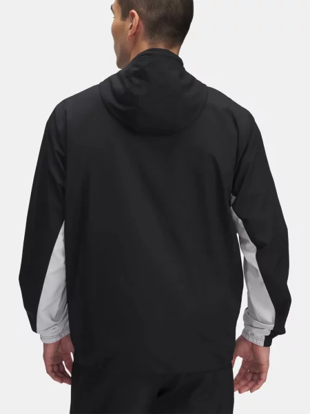 Pánska bunda Under Armour Rival Woven Windbreaker black/black/white čierna