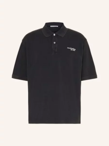 Acne Studios Koszulka Polo Z Pikowanym Wzorem schwarz czarne