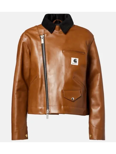 Geanta de piele Sacai maro