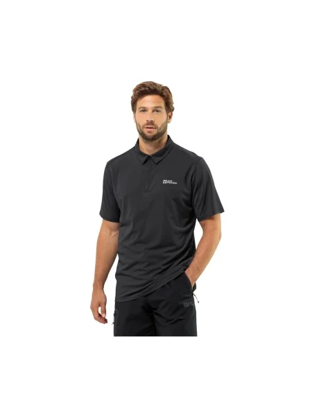 Tricou polo Jack Wolfskin negru