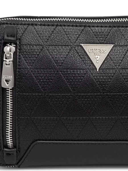 Crossbody torba Guess s autogramom crna