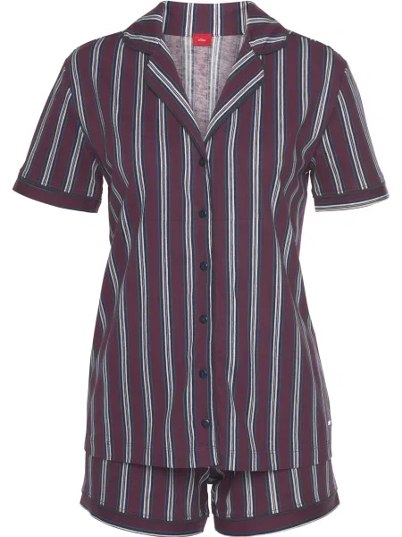 S.Oliver Pijama roșu bordeaux / albastru alb