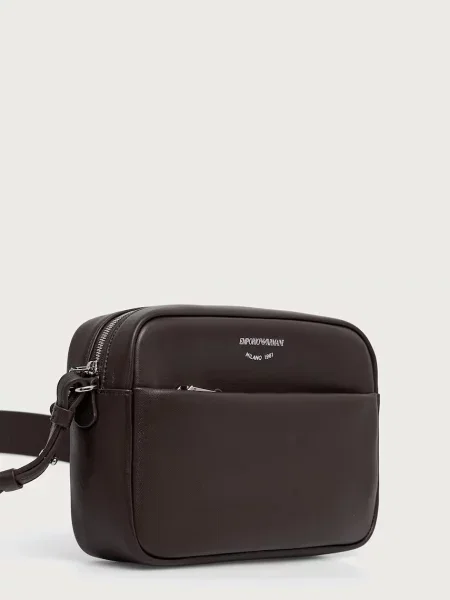 Emporio Armani torbica čez ramo usnjena rjava