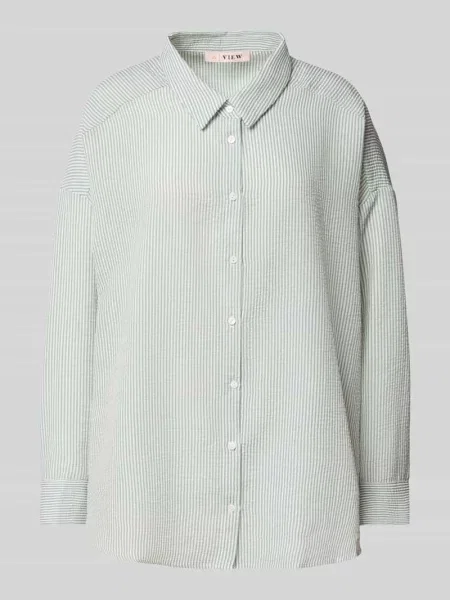 Bluzka koszulowa o kroju regular fit z listwą guzikową A-view zielona