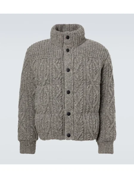 Volnena smučarska jakna Moncler Grenoble siva