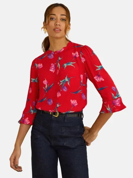 Love & roses Bluză verde pin / verde deschis / roz roșu