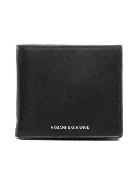 Portfel Armani Exchange skórzany z logo czarny