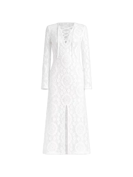 Rochie Simkhai cu model floral tricotate alb