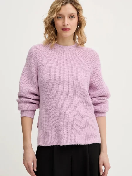 Twinset pulover din amestec de lână de alpaca roz