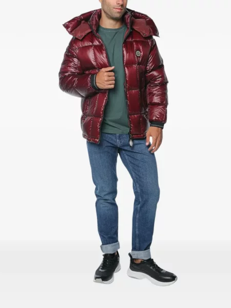 Geacă cu puf Armani Exchange cu glugă roșu