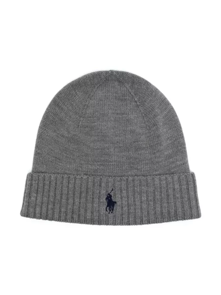 Polo Ralph Lauren czapka wełniana z cienkiej dzianiny wełniana szary