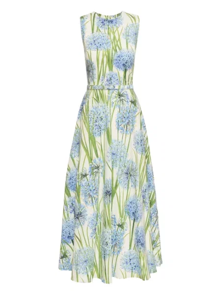 Rochie Oscar De La Renta din poplin de costum verde