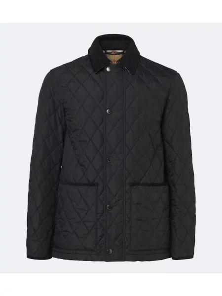 Matlasat geacă Burberry de catifea cord negru