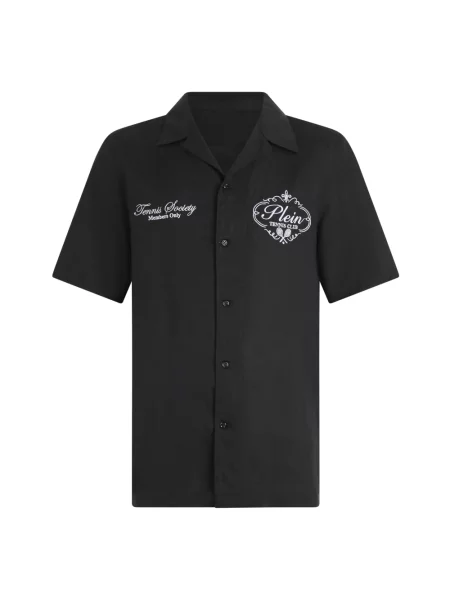 Lniana koszula Philipp Plein do tenisa czarna