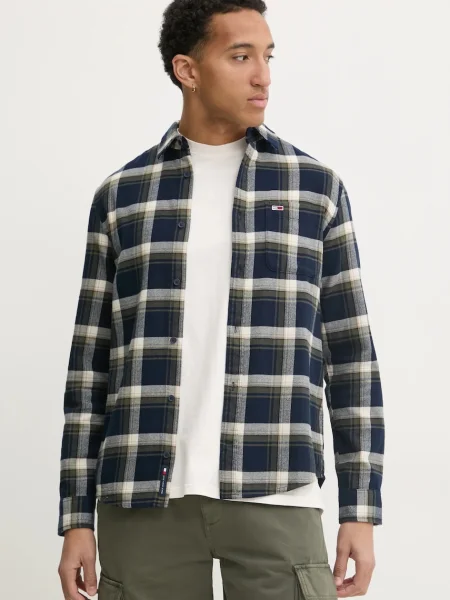 Tommy Jeans Cămașă Check Flannel Bleumarin negru
