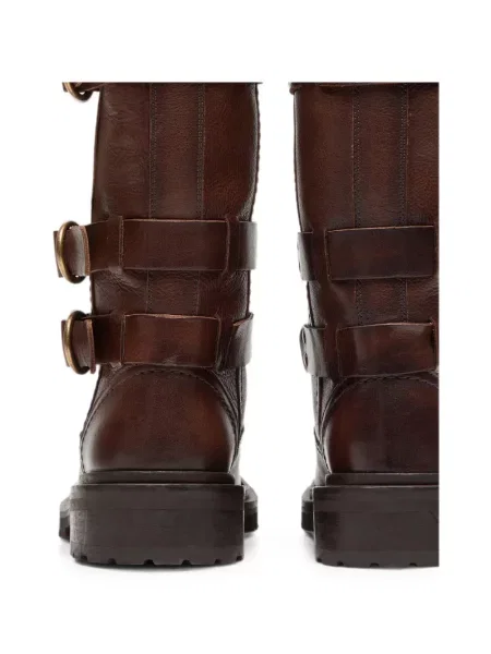 Botine Golden Goose din piele cu cataramă maro