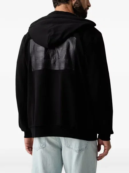 Majica s kapuljačom Ea7 Emporio Armani s autogramom crna
