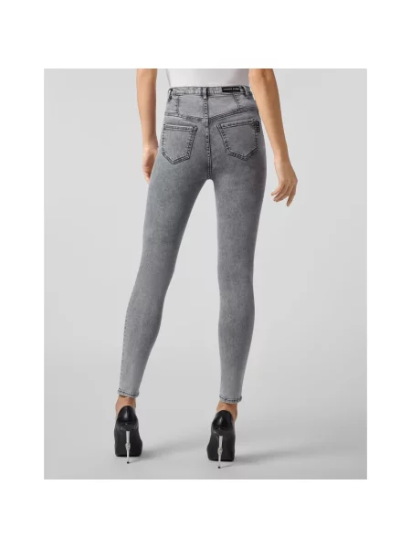 Jeansy Philipp Plein z wysoką talią szare