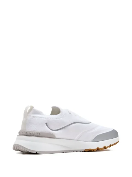 Sneakerși Brunello Cucinelli tricotate alb