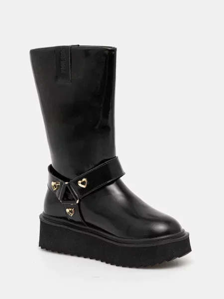 Love Moschino cizme de piele cu platformă negru