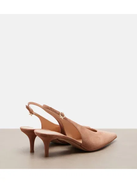 Pantofi cu toc Gianvito Rossi din piele de căprioară slingback roz