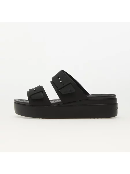Pantofle Crocs na klínovém podpatku s přezkou černé