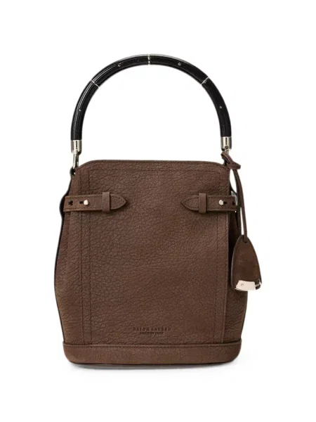 Geantă shopper Ralph Lauren Collection din nubuc maro