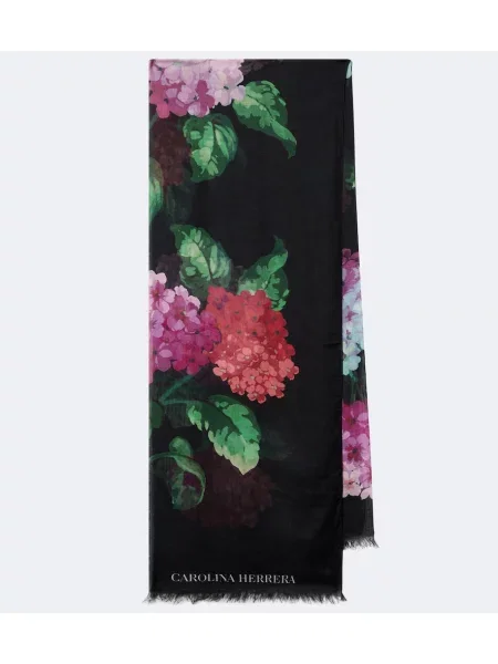 Fular Carolina Herrera cu model floral negru