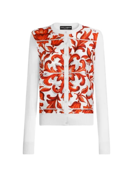 Cardigan Dolce & Gabbana de mătase cu imagine alb