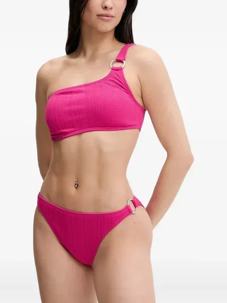 Spodnie Michael Michael Kors skórzane bez obcasa plecione różowe