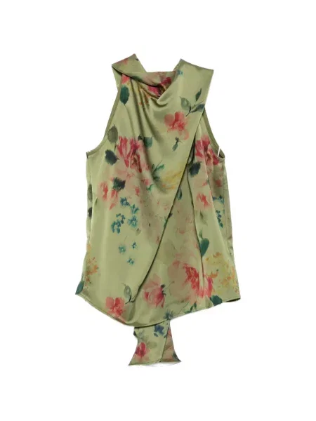 Bluză Marques'almeida cu model floral cu imagine drapată verde
