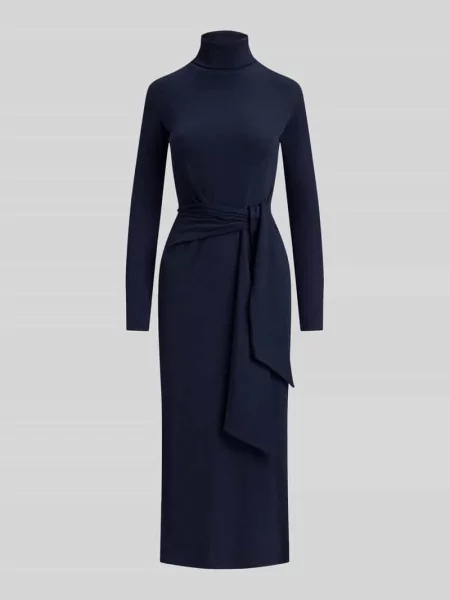 Sukienka casualowa o kroju regular fit z mieszanki bawełny i modalu Lauren Ralph Lauren granatowa