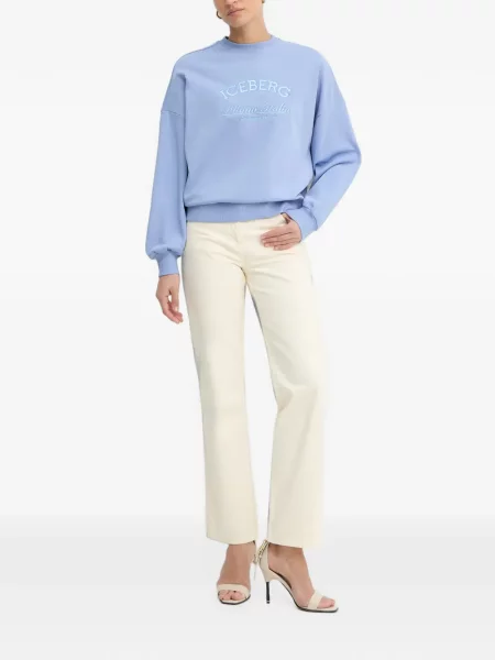 Pulover Iceberg cu broderie albastru