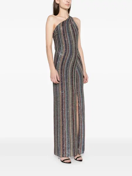 Lung rochie Missoni tricotate cu un umăr gol gri