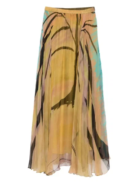 Spódnica plisowana Mes Demoiselles z nadrukiem w abstrakcyjne wzory żółta